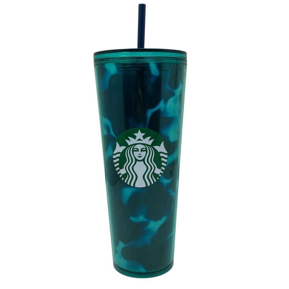 Starbucks 2020 Summer Turquoise Tortoise‎ Green Blue Wave Coffee Tumbler 24oz